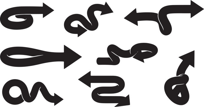 Collection of black arrows on white background