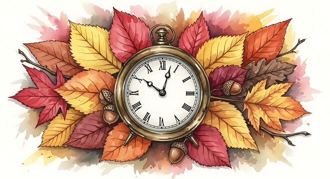 Autumnal pocket watch composition