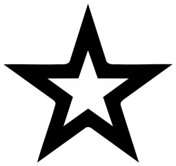 Obraz premium Bold black outline star shape with a white inner star graphic symbol