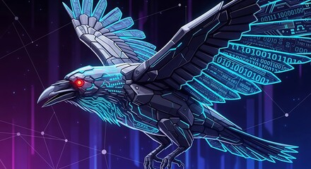 Naklejka premium Cybernetic raven