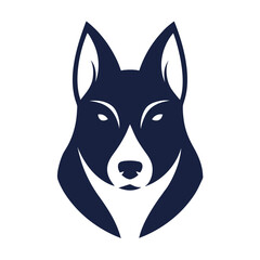 Fototapeta premium Dark blue dog head, canine face icon, vector illustration, animal logo