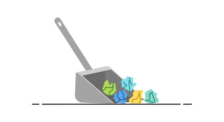 Colorful coins spilling from scoop. © logyartstudios