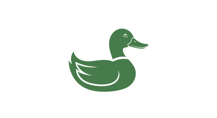 Green duck illustration isolated on white background with copy space © ikk