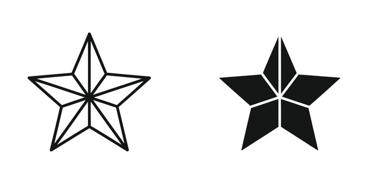 Comparison of a wireframe star and a solid filled geometric star shape