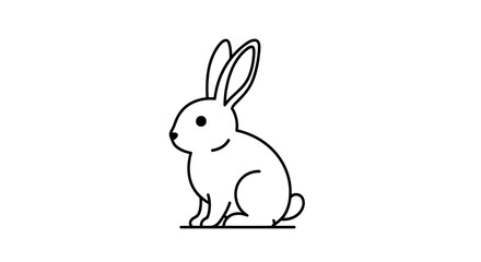 Obraz premium Minimalist black and white illustration of a rabbit in profile