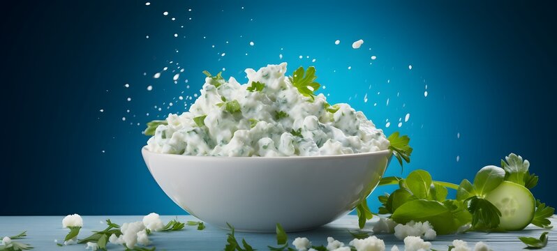 A vibrant food photography shot showcasing the versatility of cottage cheese ,generative AI