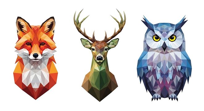 Geometric animal portraits