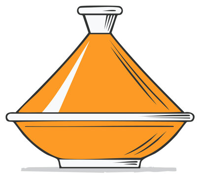 Traditional orange tagine cooking pot for authentic Moroccan and North African cuisine illustration