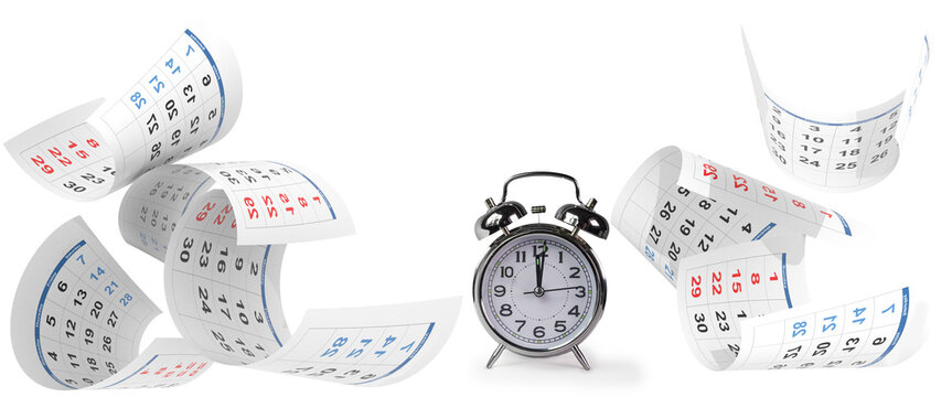 calendar time falling pages isolated - 3d rendering
