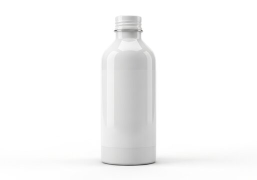Isolated blank white reusable metal water bottle for outdoor camping, hydration flask, mock up for branding