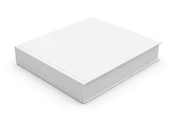 Fototapeta premium Isolated blank white square book box mockup for branding presentation, product packaging design, catalog, editorial layout