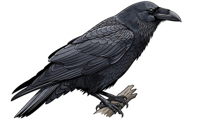 Obraz premium Raven perched on a branch illustration