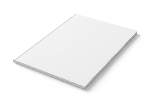 Isolated closed notebook with blank white cover for branding mockup, stationery supply, clean paper product design template
