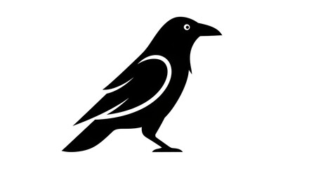 Naklejka premium Silhouette of a raven against a white background