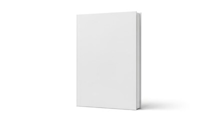 Isolated empty book mockup with blank white hard cover, standing position, presentation template for publishing, marketing