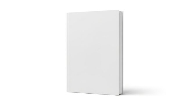 Isolated empty book mockup with blank white hard cover, standing position, presentation template for publishing, marketing