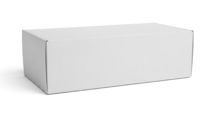 Naklejka premium Isolated empty rectangular white cardboard bakery box mockup for food packaging design, retail branding, takeaway containers