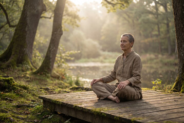 Fototapeta premium Meditation and Mindfulness for Longevity and Mental Wellness
