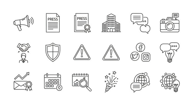 Collection of business and marketing icons representing various concepts and ideas.