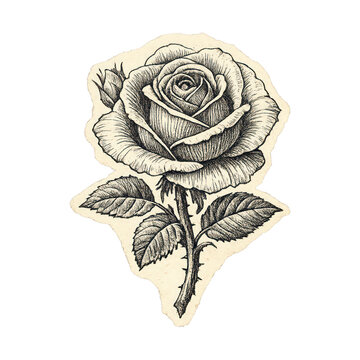 PNG Vintage rose illustration tattoo