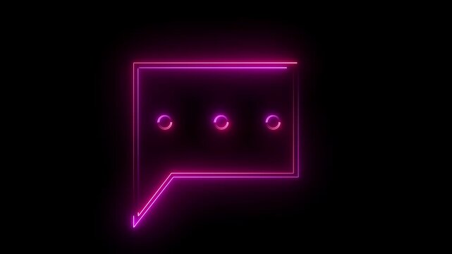 pink neon profile notification icon animation on black background. Customer service icon animation. message box chat news user.