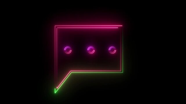 green and red neon profile notification icon animation on black background. Customer service icon animation. message box chat news user.