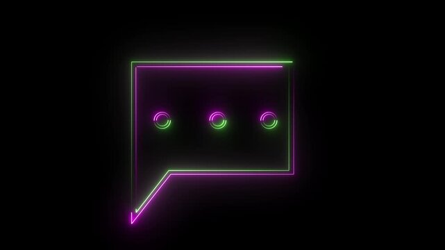 green and pink neon profile notification icon animation on black background. Customer service icon animation. message box chat news user.