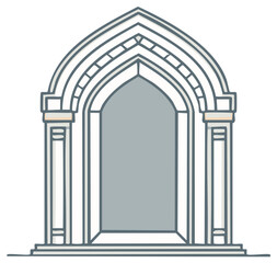 Fototapeta premium Gothic Archway Architectural Element Simple Line Drawing