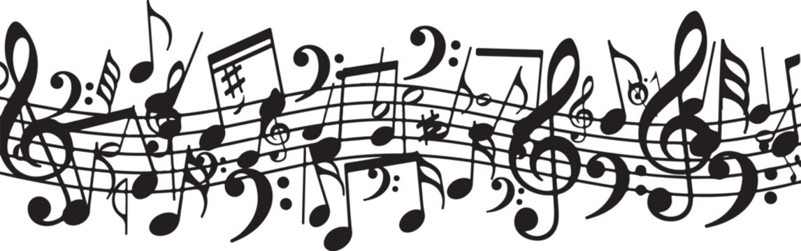 Musical notes and symbols on a white background illustration