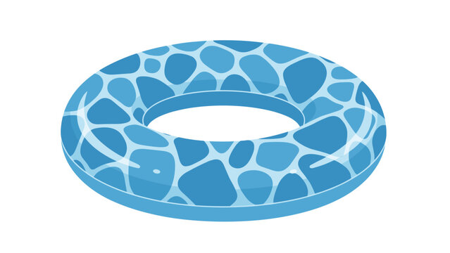 Blue inflatable swim ring featuring a stylish water ripple pattern designed for summer pool and beach activities.