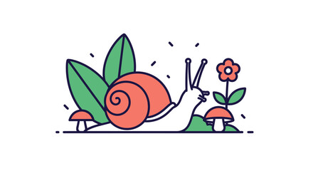 A cartoon snail on the ground. © Yakup