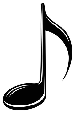 Musical Note Black Silhouette Isolated on White Music Symbol Graphic Element