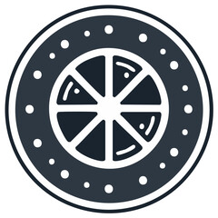 Obraz premium Minimalist citrus fruit slice icon with segmented interior and dotted outer ring