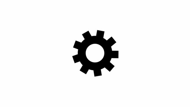 Simple black gear icon isolated on a plain white background