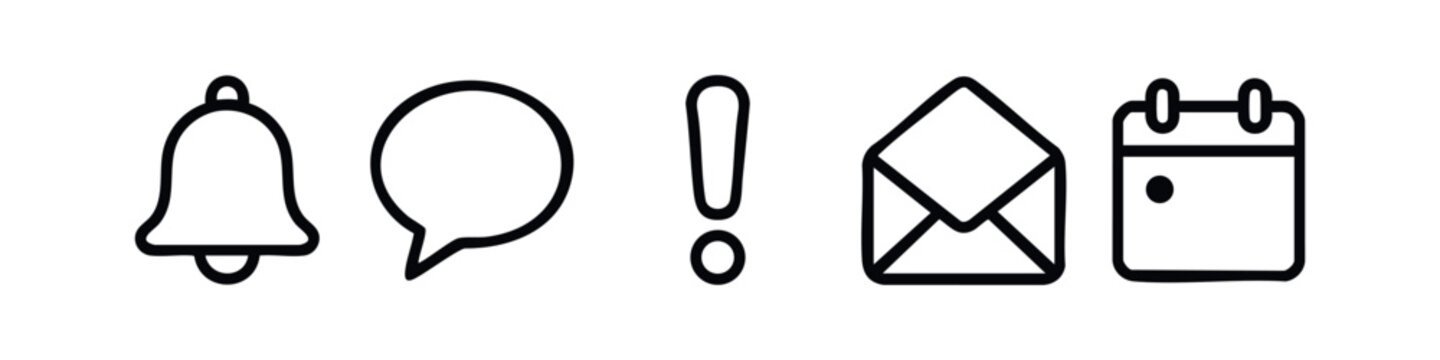 Thin Line Icon Collection for Business Notifications Messaging and Scheduling