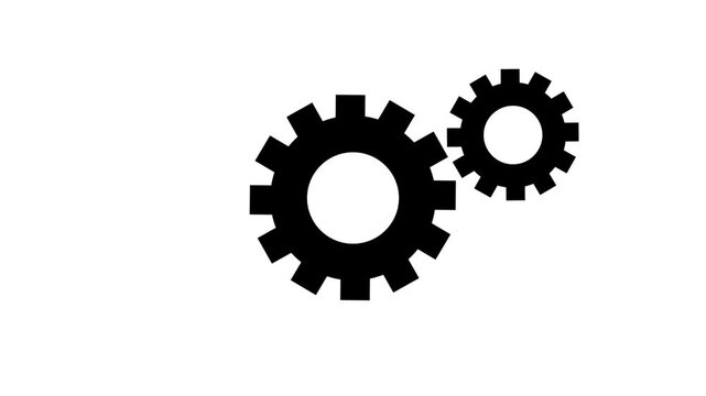 Two black gears on a white background symbolizing mechanics and industry