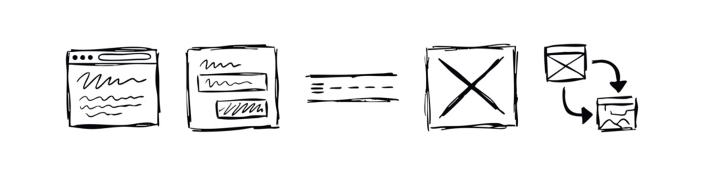 Artistic Hand-Drawn Sketch Icons for User Experience Design and Storyboard Development
