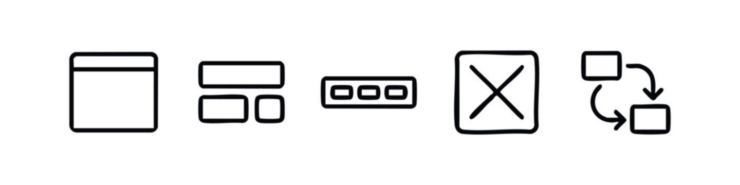 Clean Rounded Line UI UX Design Icons for Website Wireframes and Digital Product Mapping