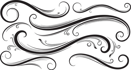 Fototapeta premium Elegant black and white swirling abstract decorative design elements