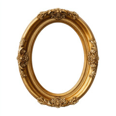 Obraz premium Ornate oval gold frame with intricate scrollwork and floral embellishments