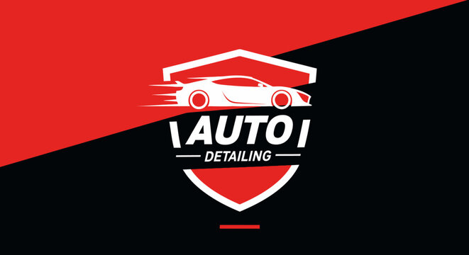 Auto Detailing Service Logo with Sports Car.