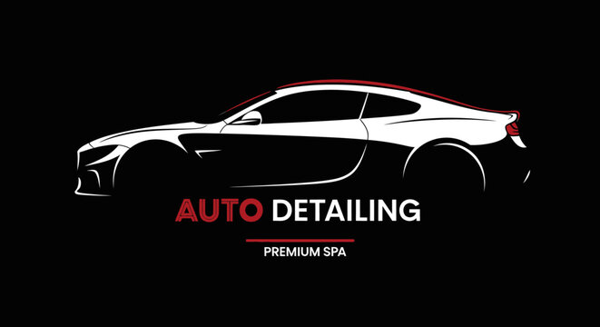 Sleek sports car silhouette for auto detailing and premium spa services.