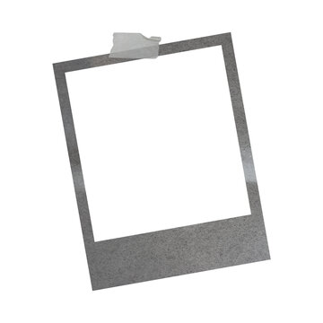 Vintage Polaroid Frame PNG hanging with tep- Old Photo Border with Tape, Photo blank frame material