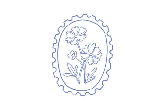 Hand drawn vintage floral stamp illustration Design
