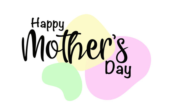 Happy Mothers Day Typography Design with Abstract Color Shapes, Modern Minimal Greeting, Isolated PNG