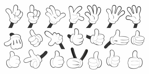 A collection of cartoon white gloves displaying various hand gestures © Suvro