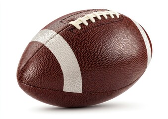 Fototapeta premium Detailed view of a brown, pebbled American football with white laces