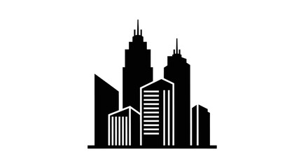 Fototapeta premium Black and White Stylized City Skyline Silhouette