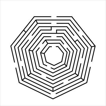 Intricate Octagonal Labyrinth Maze Representing Complex Strategy and Problem Solving
