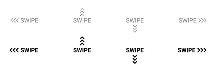 Set of scroll or swipe up down left and right arrow icons with text for web and mobile app interface. stock illustration © TaqwaaArtworks